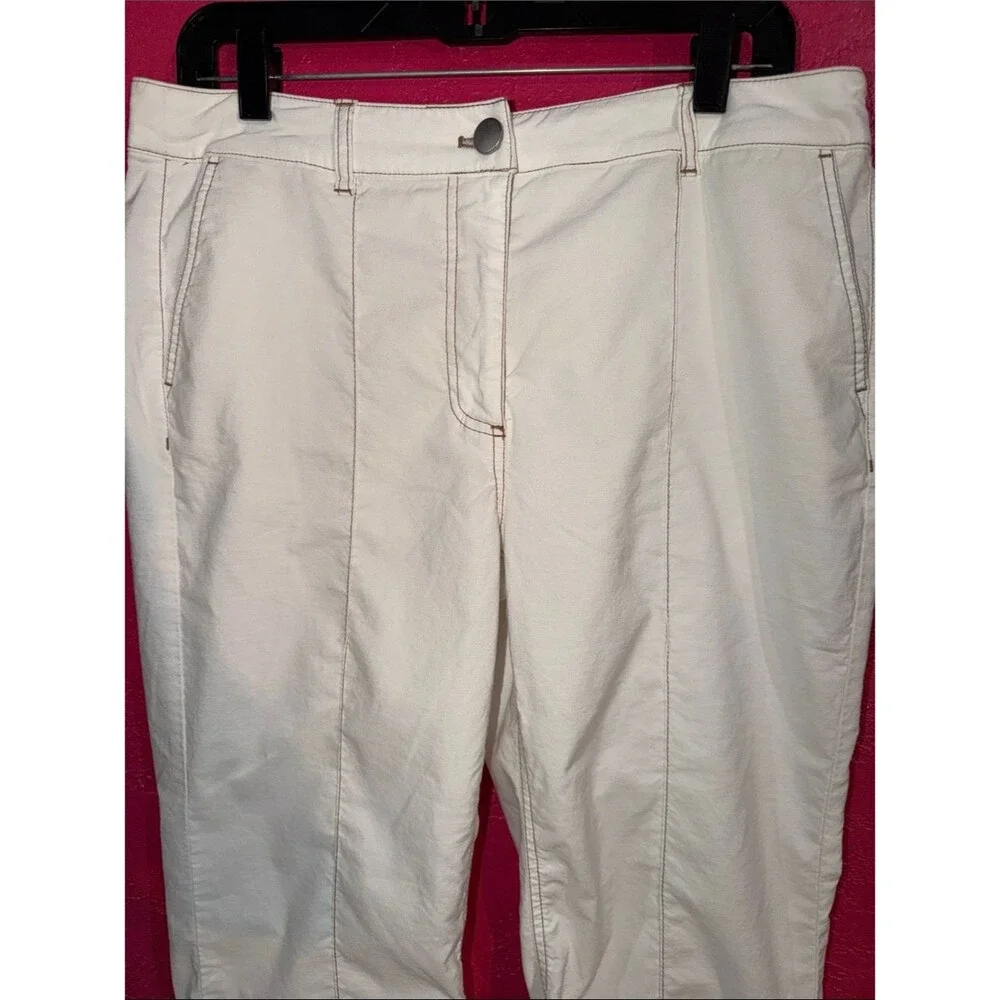 Nicole Miller Cropped White Women's linen/cotton blend Pants Straight Leg. Sz 10